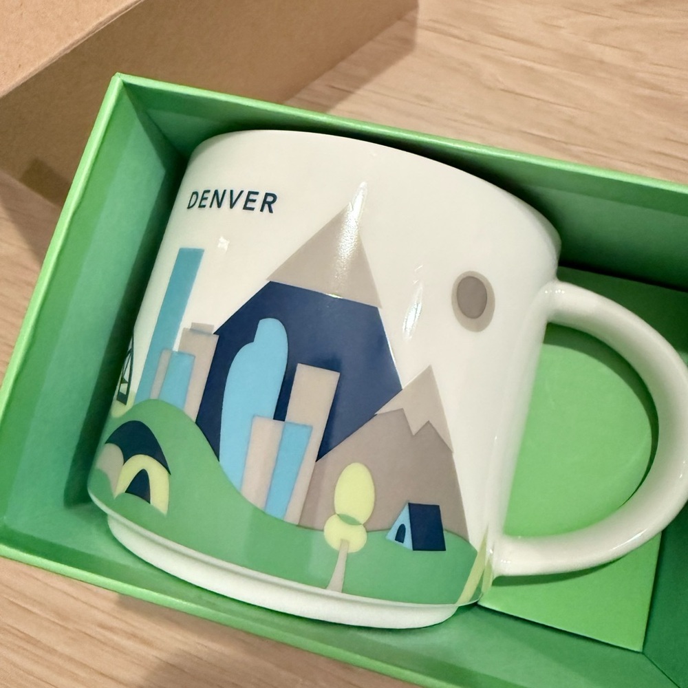 You are here collection Starbucks Denver Mug - Green, Blue, Gray Design